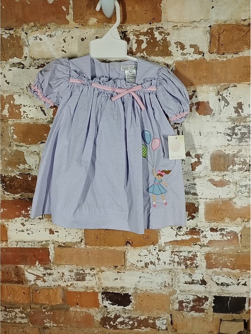 Vintage NWT Petit Ami Gingham Pink Purple Party Balloon Dress With Bloomers 9M - Picture 1 of 5